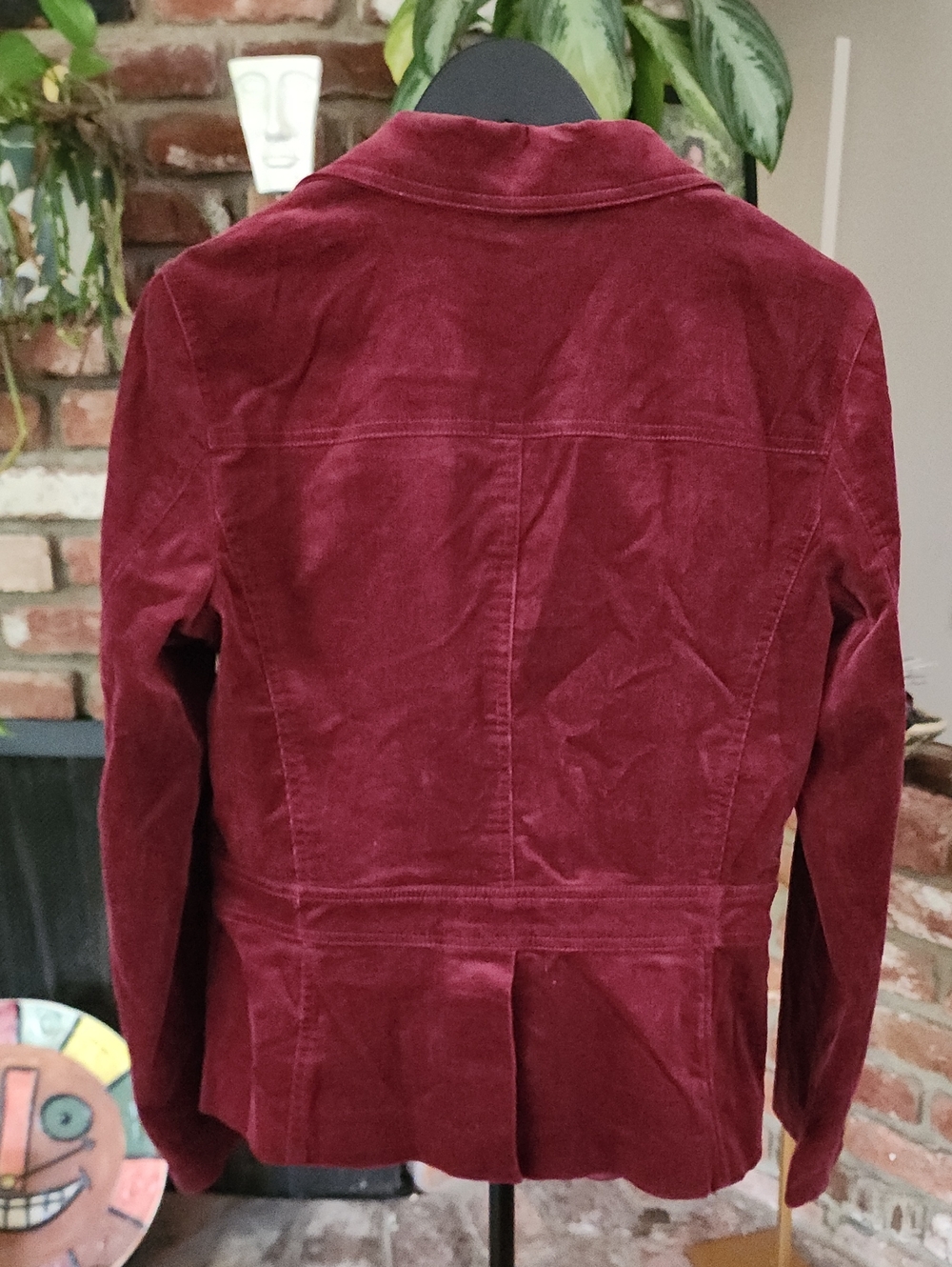 J. Crew Burgundy Velvet Blazer Women's Single Button Tailored Jacket - Picture 3 of 8